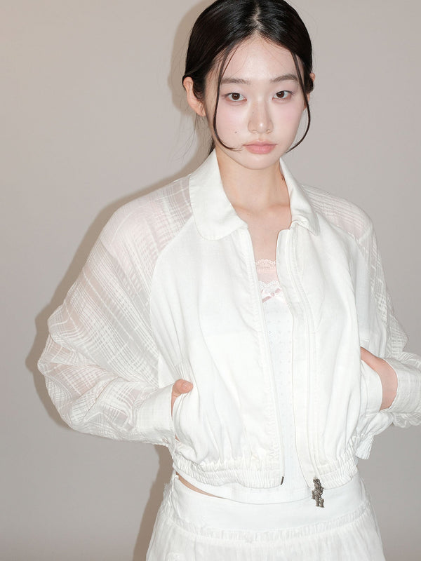 [MOROMORO] translucent plaid top