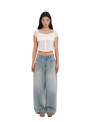 [MOROMORO] lace cardigan top