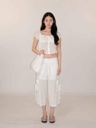 [MOROMORO] lace cardigan top