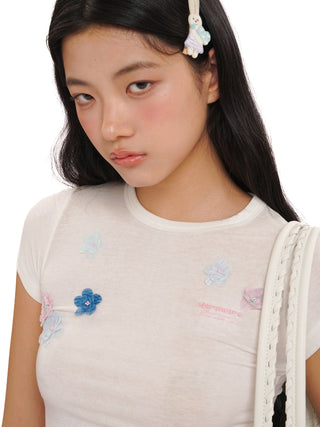 [MOROMORO] beaded floral top