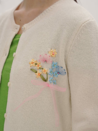 [MOROMORO] ribbon knit cardigan