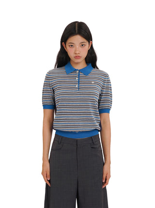[MOROMORO] striped polo top
