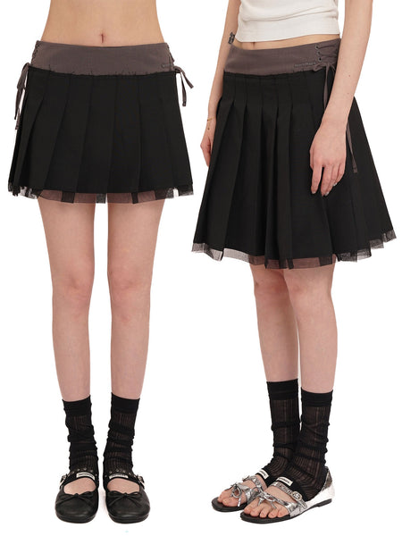 [MOROMORO] wool pleated skirt