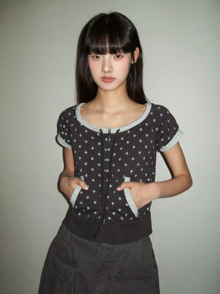 [MOROMORO] distressed off-shoulder