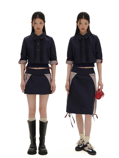[MOROMORO] split nylon skirt