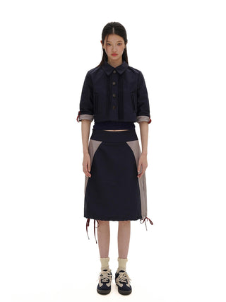 [MOROMORO] split nylon skirt