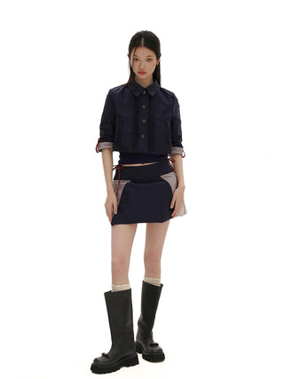 [MOROMORO] split nylon skirt