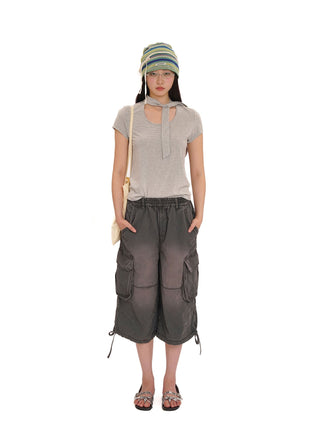 [MOROMORO] tooling cropped trousers