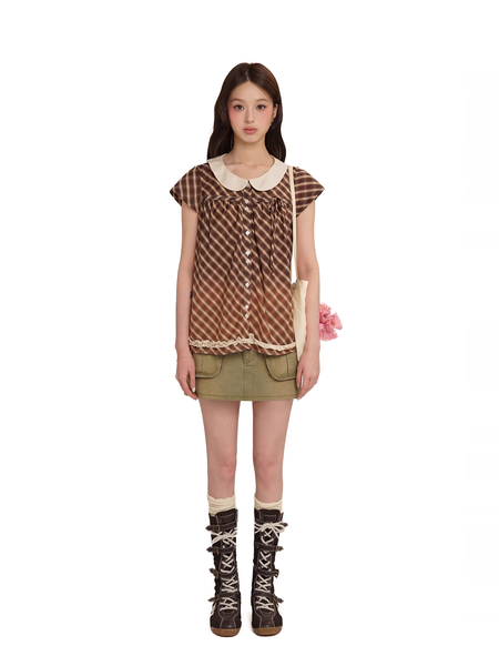 [MOROMORO] plaid suit skirt