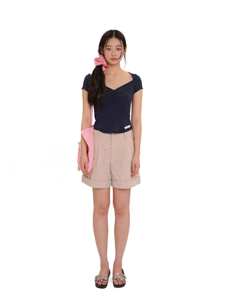 [MOROMORO] rhinestone wide shorts