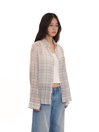 [MOROMORO] plaid loose shirt