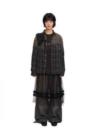 [MOROMORO] plaid loose shirt