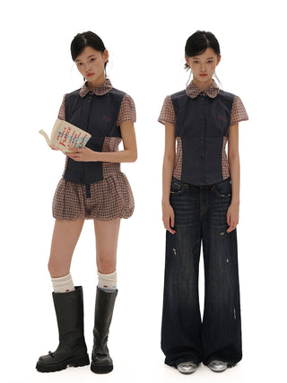 [MOROMORO] puffy waist shorts