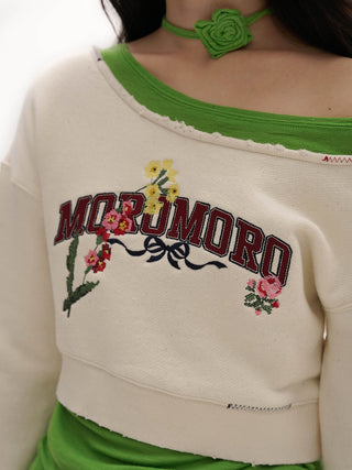 [MOROMORO] cotton off-shoulder sweater