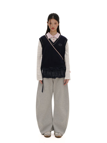 [MOROMORO] striped sweater vest