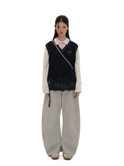 [MOROMORO] striped sweater vest