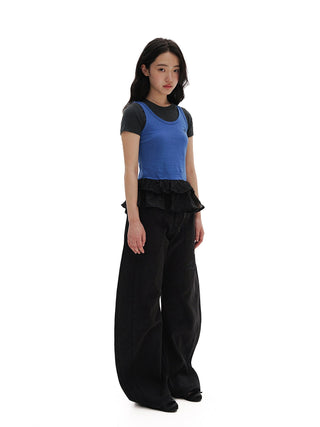 [MOROMORO] plaid lace top