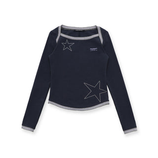 [MOROMORO] rhinestone striped top