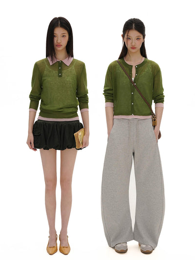 [MOROMORO] contrast knit cardigan