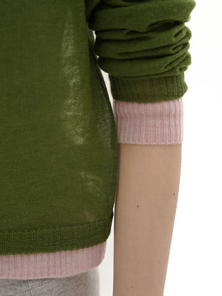 [MOROMORO] contrast knit cardigan