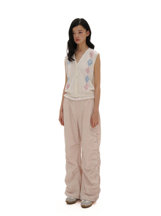 [MOROMORO] rhombus lace vest