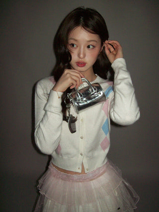 [MOROMORO] rhombus knit cardigan