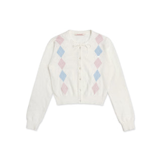 [MOROMORO] rhombus knit cardigan
