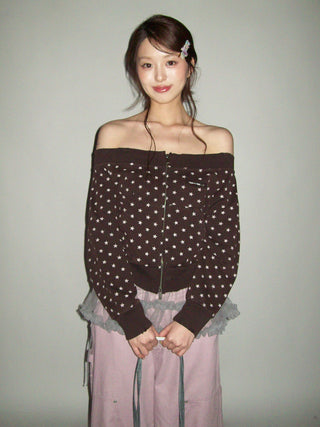 [MOROMORO] distressed off-shoulder