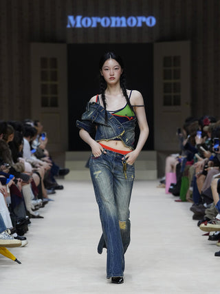 [MOROMORO] striped sling vest