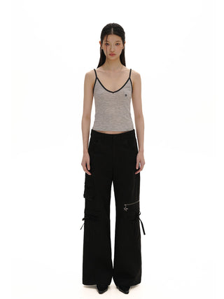 [MOROMORO] striped sling vest