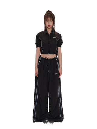 [MOROMORO] patchwork sports suit