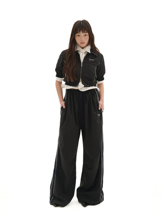 [MOROMORO] patchwork sports suit