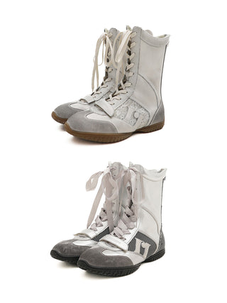 [MOROMORO] lace-up boxing boots