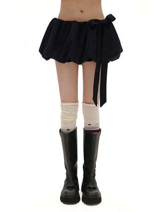 [MOROMORO] wool bow skirt