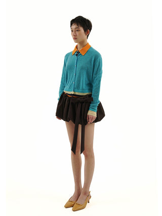 [MOROMORO] wool bow skirt