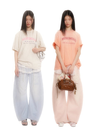 [MOROMORO] distressed printed tee