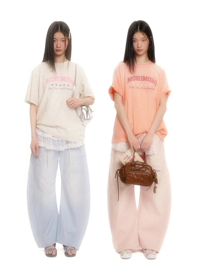 [MOROMORO] distressed printed tee