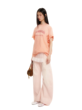 [MOROMORO] distressed printed tee