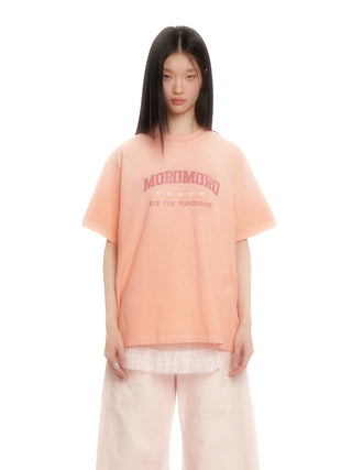 [MOROMORO] distressed printed tee