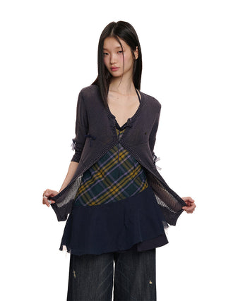 [MOROMORO] bow knit cardigan