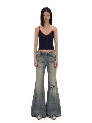 [MOROMORO] flared denim trousers