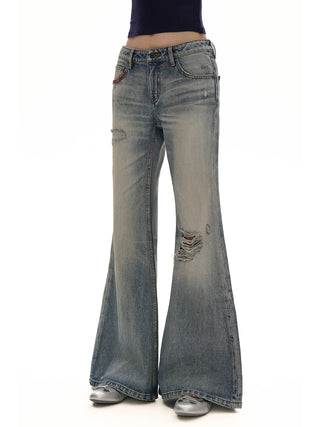 [MOROMORO] flared denim trousers