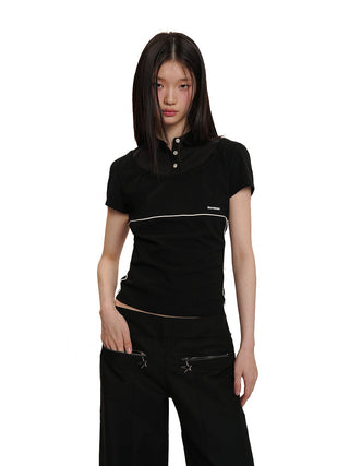 [MOROMORO] polo split tee