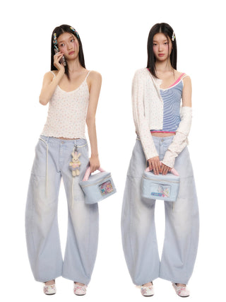 [MOROMORO] blue wide trousers