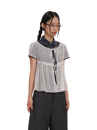 [MOROMORO] cotton lace shirt
