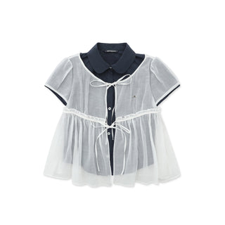 [MOROMORO] cotton lace shirt