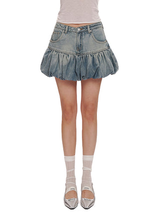 [MOROMORO] denim mini skirt