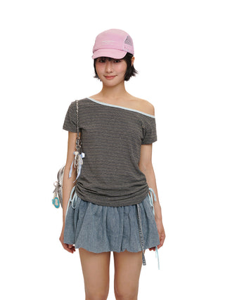 [MOROMORO] linen off-shoulder