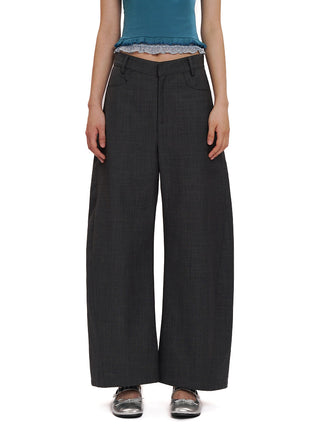 [MOROMORO] plaid wide pants