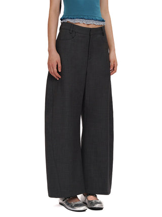 [MOROMORO] plaid wide pants